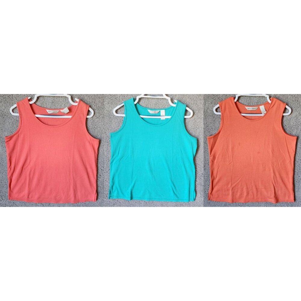 x3 Drapers & Damons Womens Sleeveless Tank Tops Pink/Orange/Blue‎ Cotton Blend M